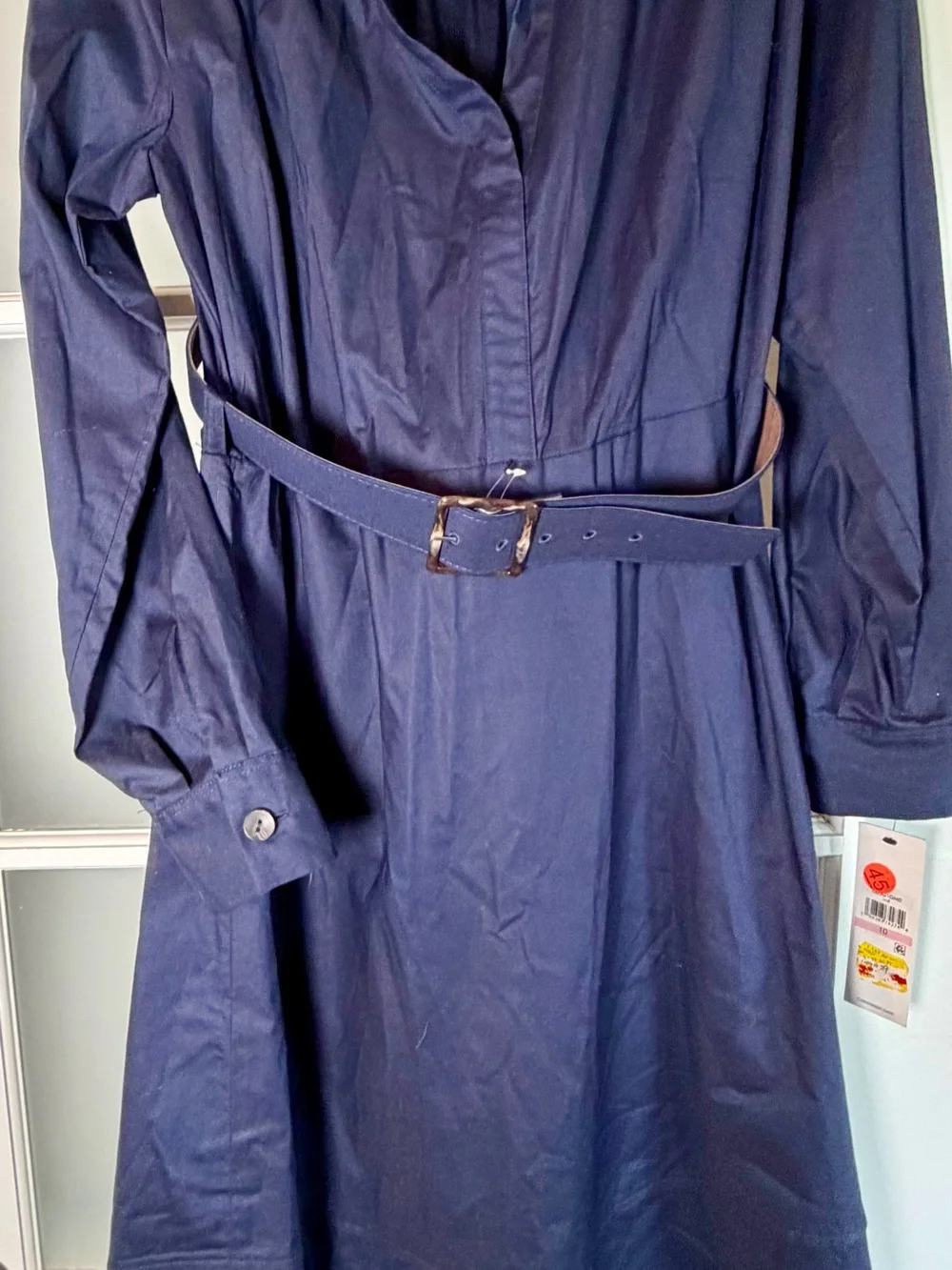 Calvin Klein Navy Belted Shirt Dress, Size 12, NWT